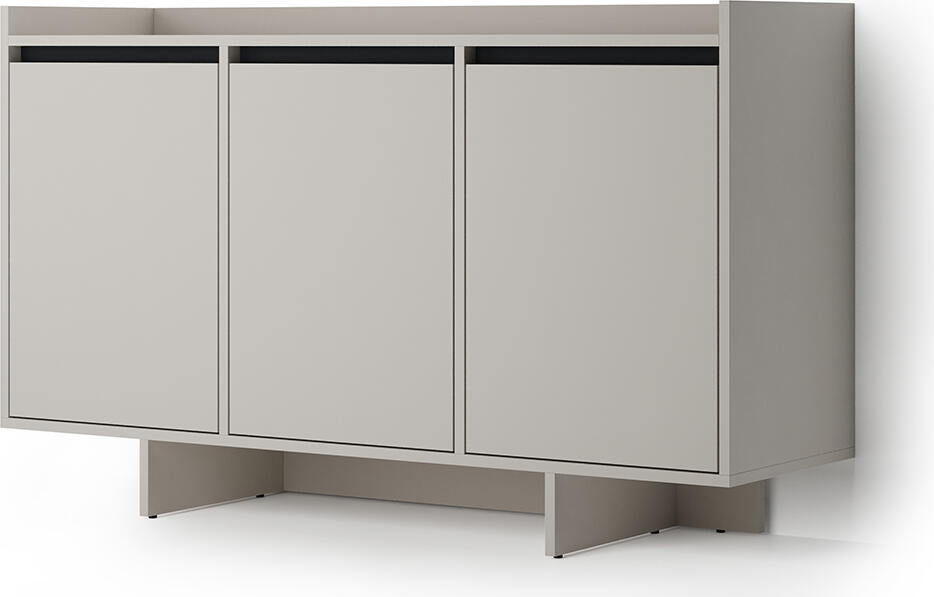 Comoda Fabrik Home Talin, Frasin Negru, Design Minimalist cu 3 Usi si 3 Compartimente Spatiose cu Rafturi pentru Sufragerie sau Dormitor