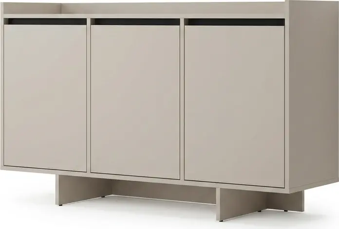 Comoda Fabrik Home Talin, Frasin Negru, Design Minimalist cu 3 Usi si 3 Compartimente Spatiose cu Rafturi pentru Sufragerie sau Dormitor