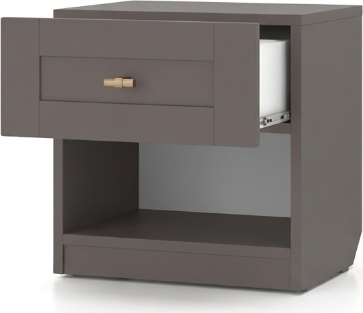 Fabrik Home Mezzo 2 Nightstand, Cobalt Grey, 450x450x350mm, 1 Drawer with Gold Handle and 1 Open Shelf, Elegant Compact Design