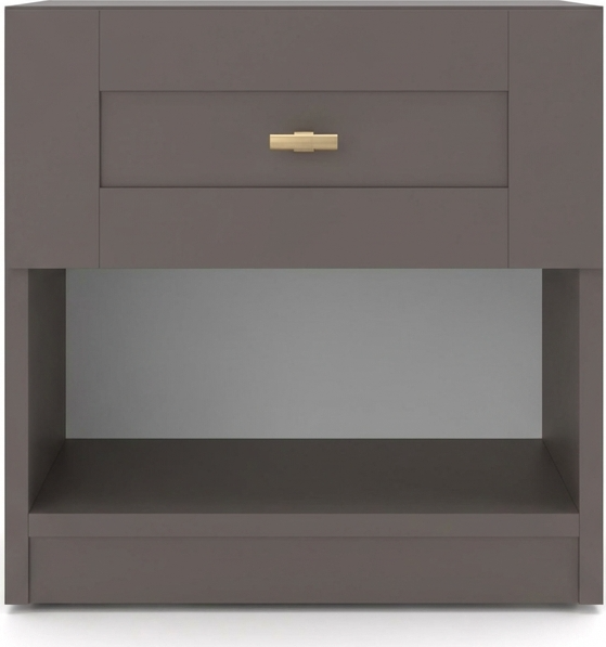 Fabrik Home Mezzo 2 Nightstand, Cobalt Grey, 450x450x350mm, 1 Drawer with Gold Handle and 1 Open Shelf, Elegant Compact Design