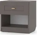 Fabrik Home Mezzo 2 Nightstand, Cobalt Grey, 450x450x350mm, 1 Drawer with Gold Handle and 1 Open Shelf, Elegant Compact Design