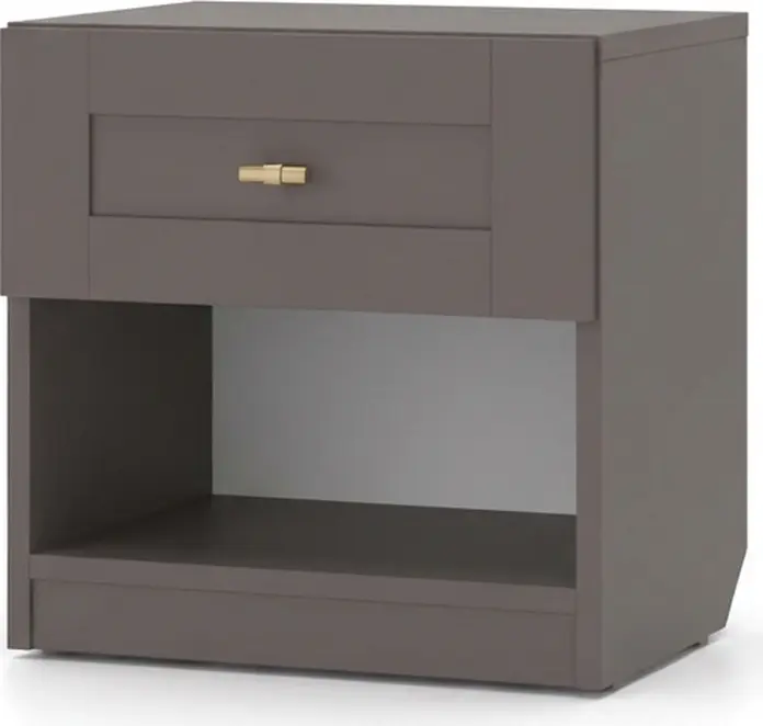 Fabrik Home Mezzo 2 Nightstand, Cobalt Grey, 450x450x350mm, 1 Drawer with Gold Handle and 1 Open Shelf, Elegant Compact Design