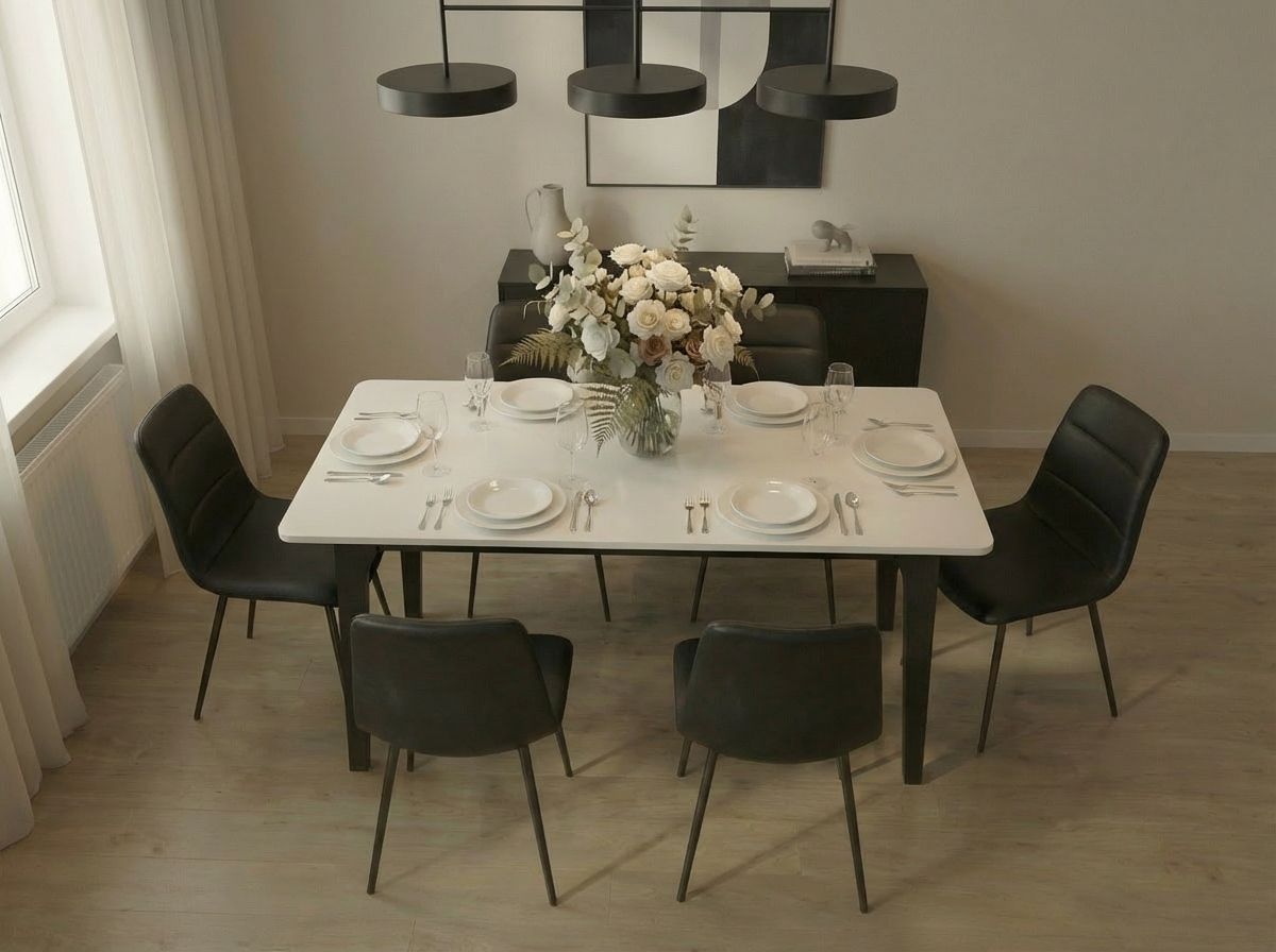 Fabrik Home Crown Extendable Dining Table, Anthracite, 1440-1950mm x 900mm x 770mm, Foldable Mechanism for 6-8 People