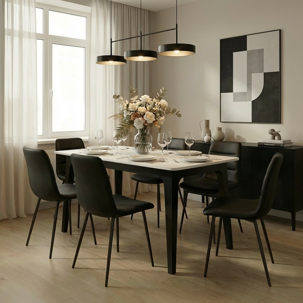 Fabrik Home Crown Extendable Dining Table, Anthracite, 1440-1950mm x 900mm x 770mm, Foldable Mechanism for 6-8 People