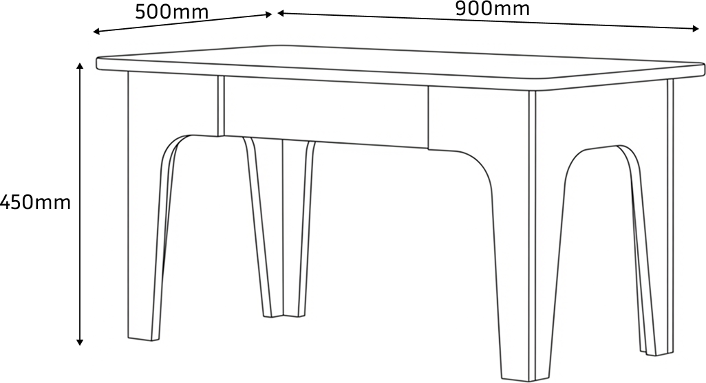 Fabrik Home Crown Coffee Table, Evok Oak Finish with White Tabletop, 900x500x450mm, Elegant Living Room Furniture