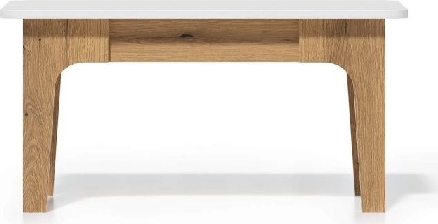 Fabrik Home Crown Coffee Table, Evok Oak Finish with White Tabletop, 900x500x450mm, Elegant Living Room Furniture