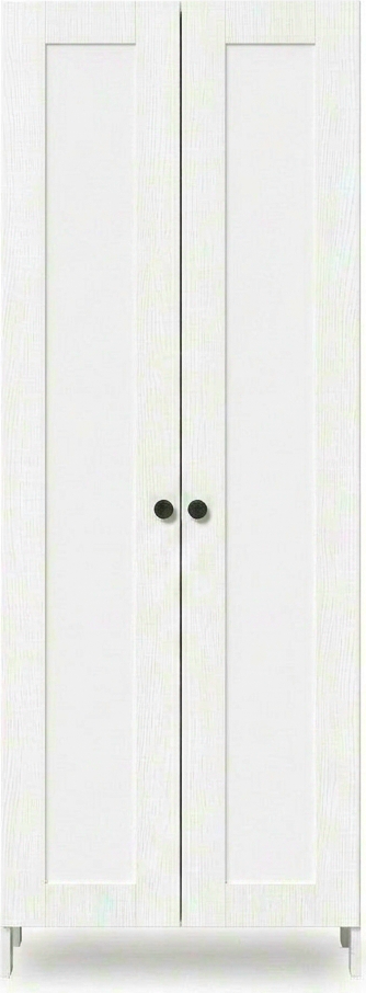 Fabrik Home Mezzo Hallway Wardrobe Cabinet, Scandinavian Minimalist, 2 Doors, White, 700x1950x360mm, with Hanging Rod and Shelves