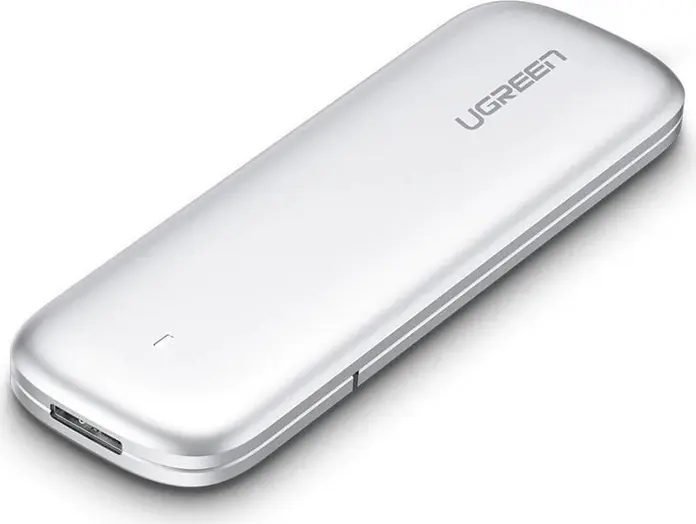 Cutie Externa SSD M.2 SATA UGREEN CM400, USB Type-C 3.1 Gen2 la SATA 3.0 NGFF, Viteza de Transfer 6Gbps, Suporta SSD 2230/2242/2260/2280, Aluminiu, Argintiu