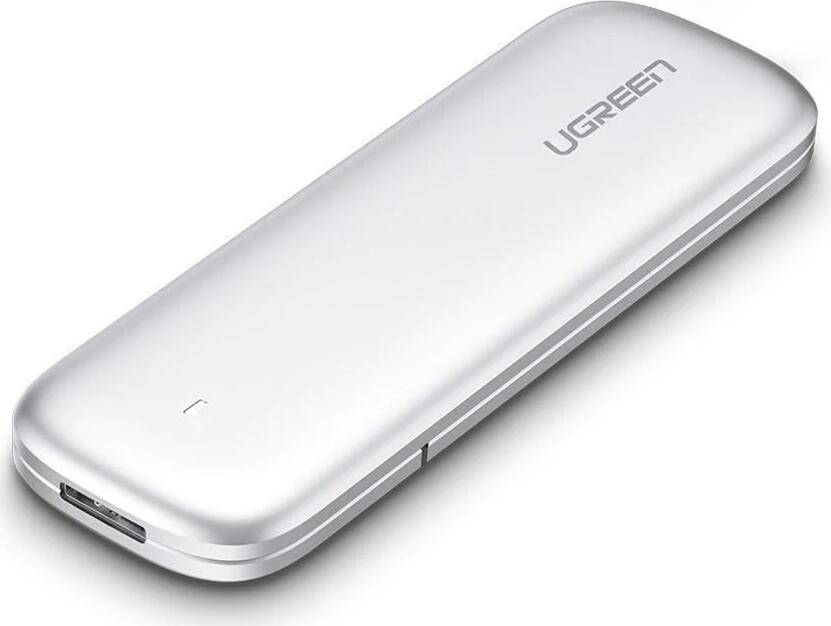 Cutie Externa SSD M.2 SATA UGREEN CM400, USB Type-C 3.1 Gen2 la SATA 3.0 NGFF, Viteza de Transfer 6Gbps, Suporta SSD 2230/2242/2260/2280, Aluminiu, Argintiu