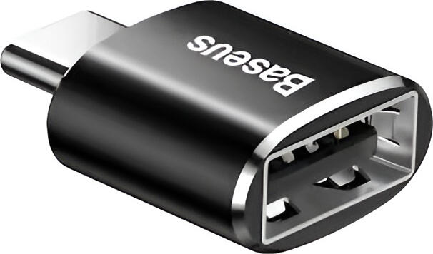 Baseus Mini USB Female to Type-C Male Adapter, Aluminum Alloy Fast Data Transfer 480MB/s and 2.4A Charging Converter for Phones Tablets Laptops, Black