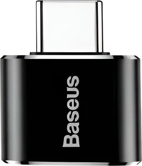 Baseus Mini USB Female to Type-C Male Adapter, Aluminum Alloy Fast Data Transfer 480MB/s and 2.4A Charging Converter for Phones Tablets Laptops, Black