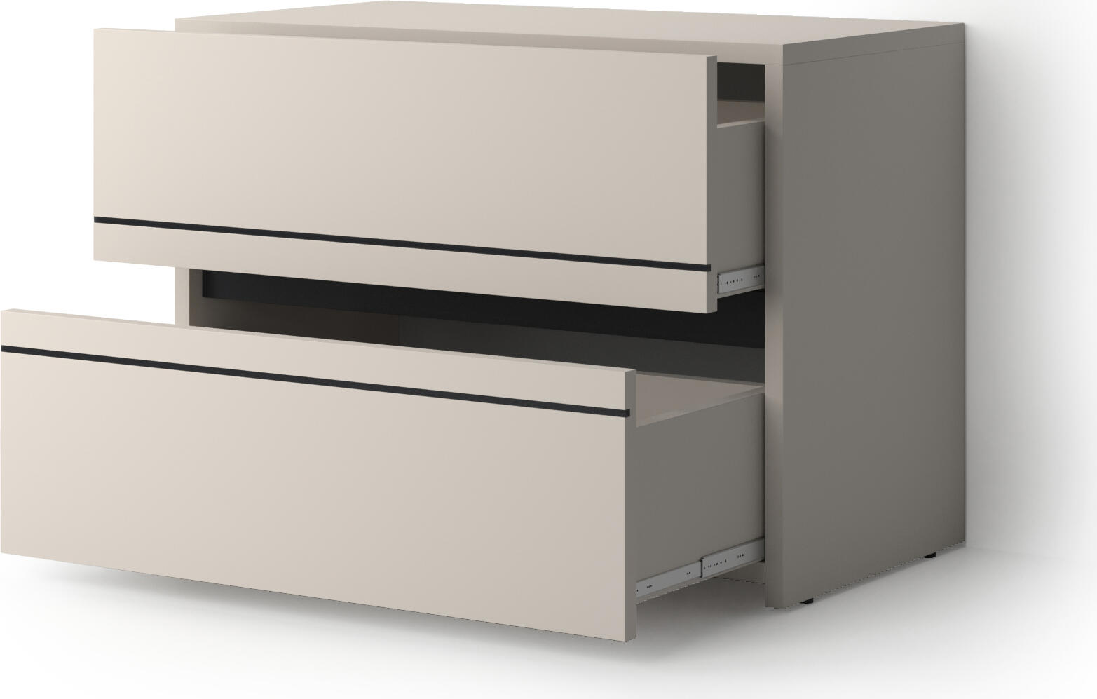 Comoda Fabrik Home BASIC pentru Hol Modular, 2 Sertare, Cashmere, 670x490x356 mm, Design Modern Minimalist cu Culise Metalice