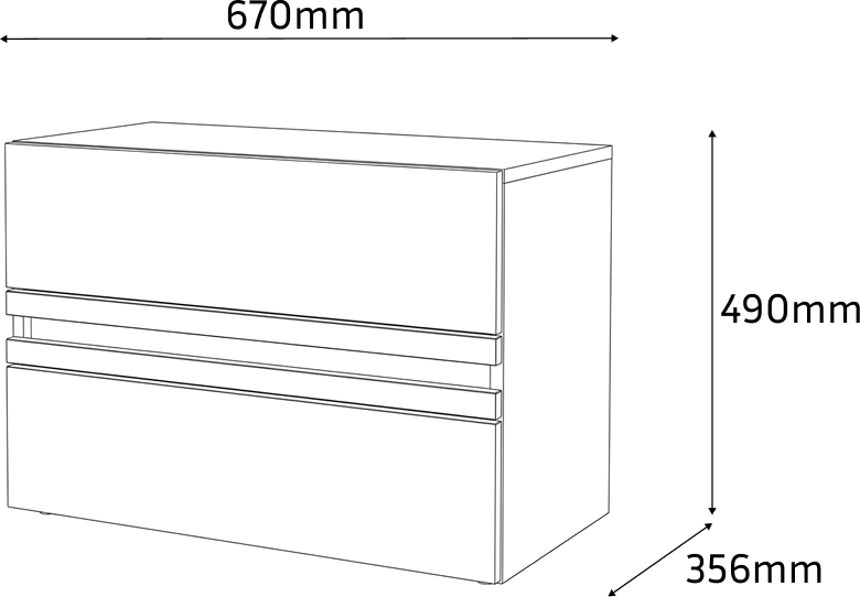 Comoda Fabrik Home BASIC pentru Hol Modular, 2 Sertare, Cashmere, 670x490x356 mm, Design Modern Minimalist cu Culise Metalice