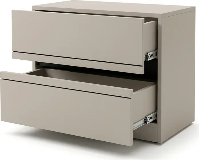 Comoda Fabrik Home BASIC pentru Hol Modular, 2 Sertare, Cashmere, 670x490x356 mm, Design Modern Minimalist cu Culise Metalice