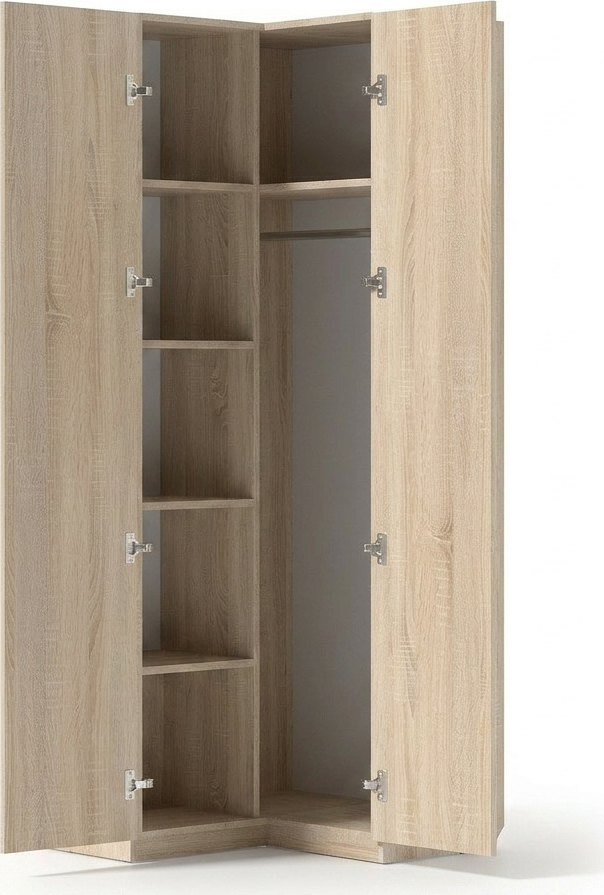 Dulap de colț de birou Fabrik Home Office Line 12, Stejar Sonoma, cu 4 rafturi, bară pentru umerașe și raft superior pentru pălării