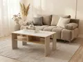 Fabrik Home Lenox Coffee Table with Storage Shelf, Compact and Robust Design with Wide Side Panels for Stability, Cashmere and Oak