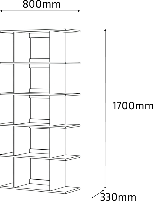 Fabrik Home Pablo High Floor Shelf, 6 Shelves, White, 800 x 1700 x 330 mm
