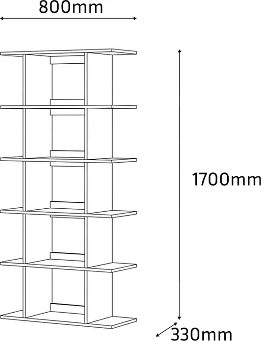 Fabrik Home Pablo High Floor Shelf, 6 Shelves, White, 800 x 1700 x 330 mm