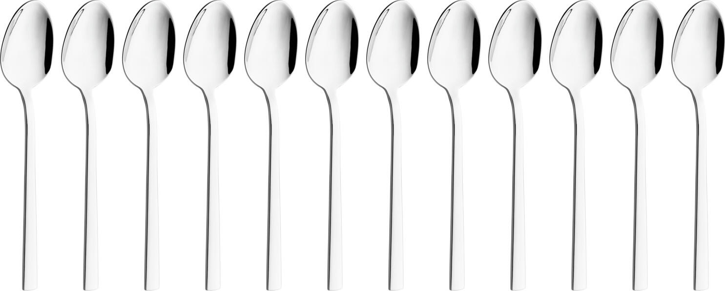 Set de 12 linguri de cafea PULSIVA Taranto, otel inoxidabil 18/10, finisaj oglinda, 13.9 cm, argintiu