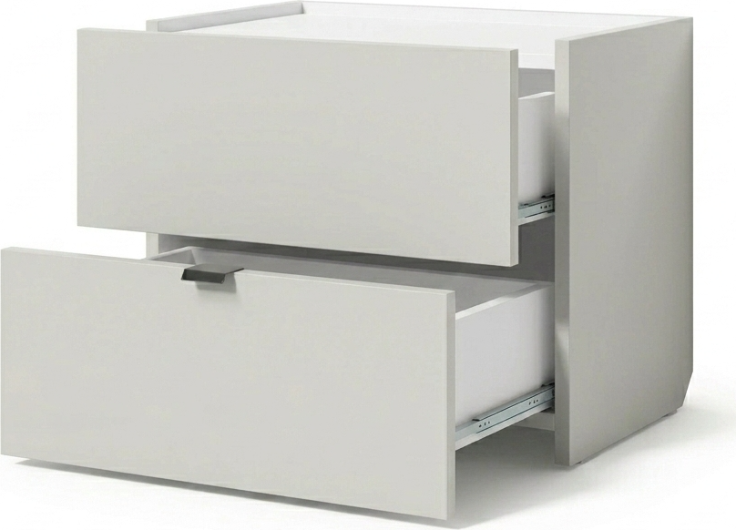 Fabrik Home Hardy Nightstand, Minimalistic Design, 2 Drawers, Laminated Chipboard and MDF, 550x450x345mm, White