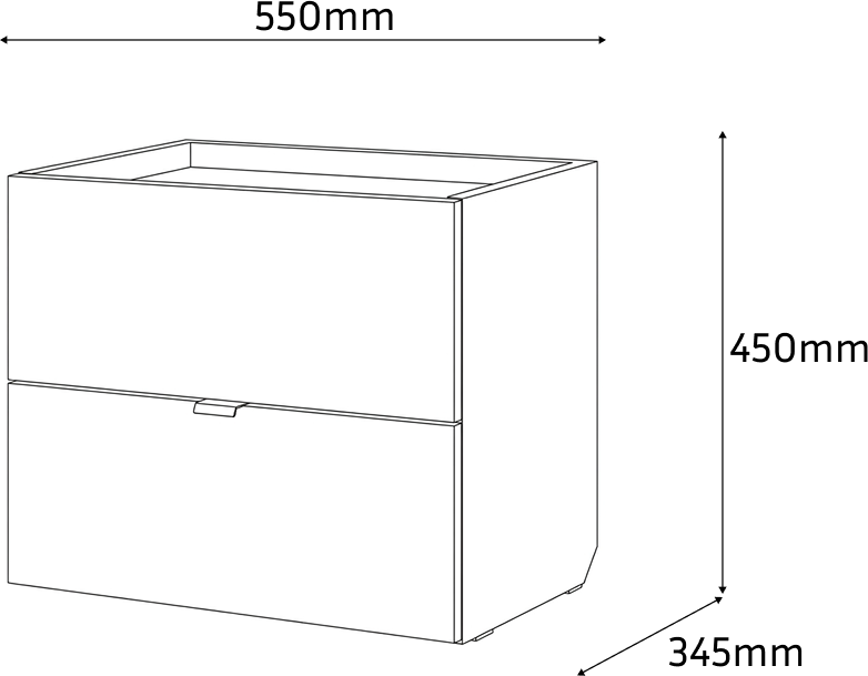 Fabrik Home Hardy Nightstand, Minimalistic Design, 2 Drawers, Laminated Chipboard and MDF, 550x450x345mm, White