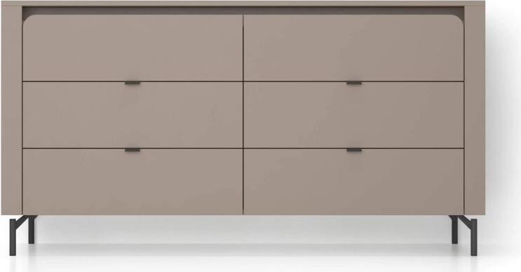 Comoda Fabrik Home Velori, 6 Sertare, Design Minimalist, Material LPAL, Gri, 163x81x38 cm