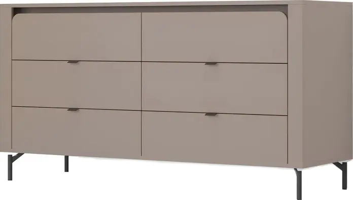 Comoda Fabrik Home Velori, 6 Sertare, Design Minimalist, Material LPAL, Gri, 163x81x38 cm