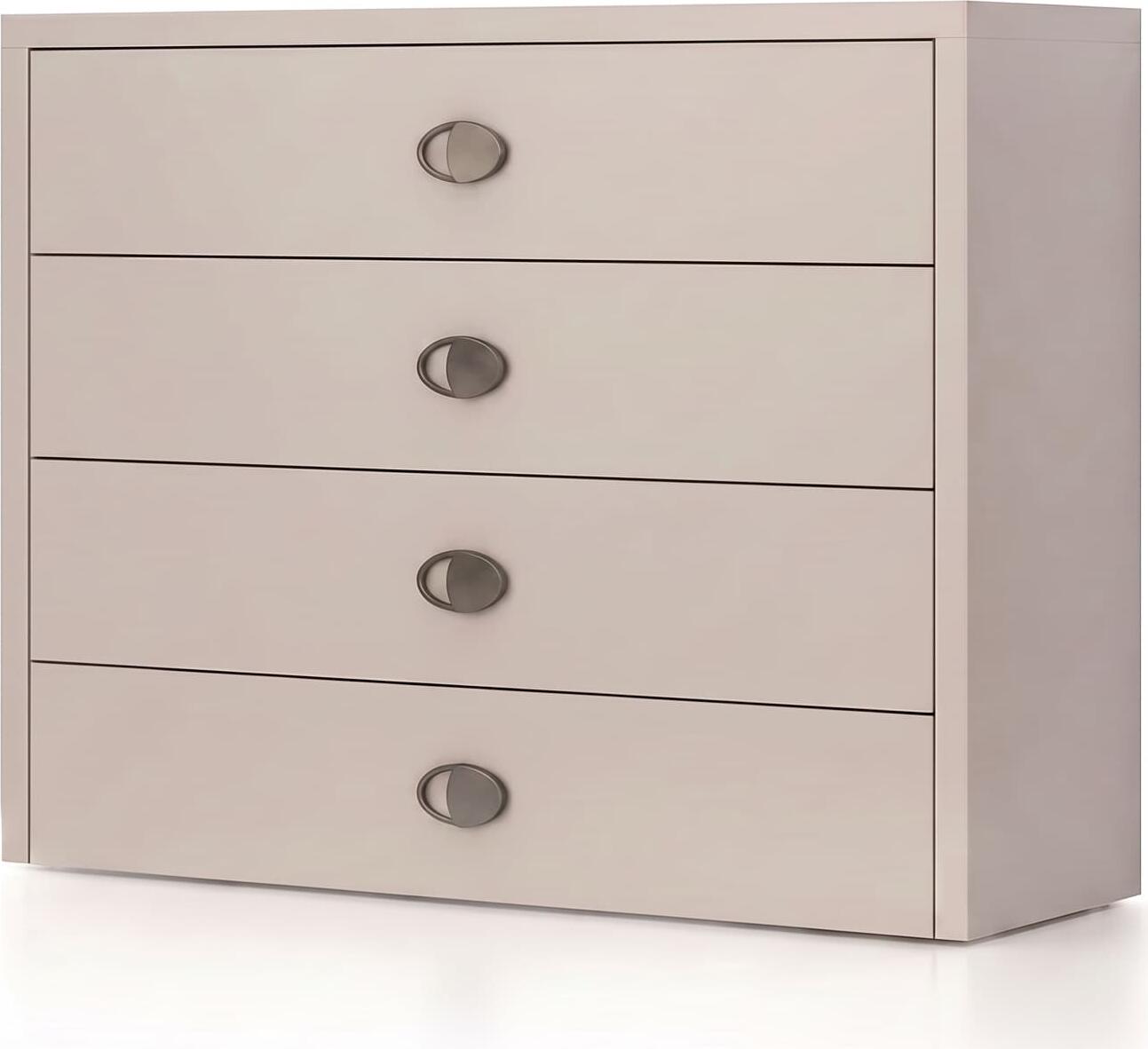 Comoda Fabrik Home Melburn, 4 Sertare, Culoare Cashmir, 1150x900x384 mm, Design Spatios cu Manere Ovale
