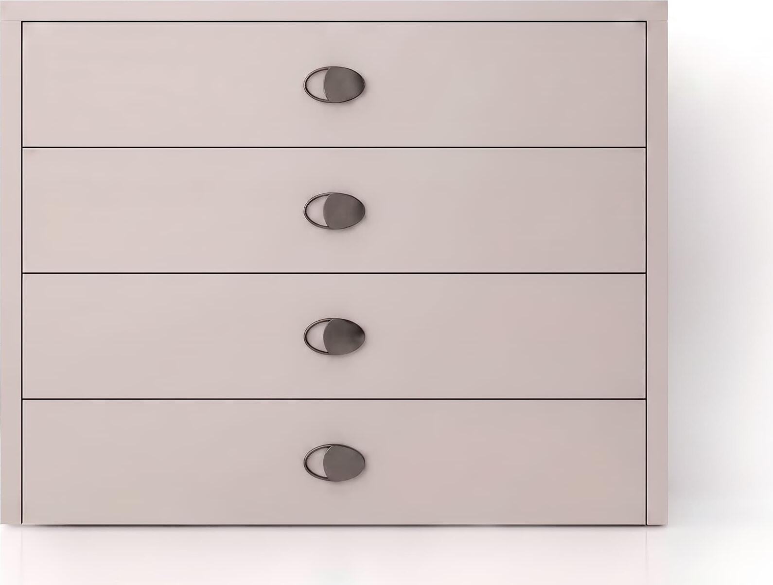 Comoda Fabrik Home Melburn, 4 Sertare, Culoare Cashmir, 1150x900x384 mm, Design Spatios cu Manere Ovale