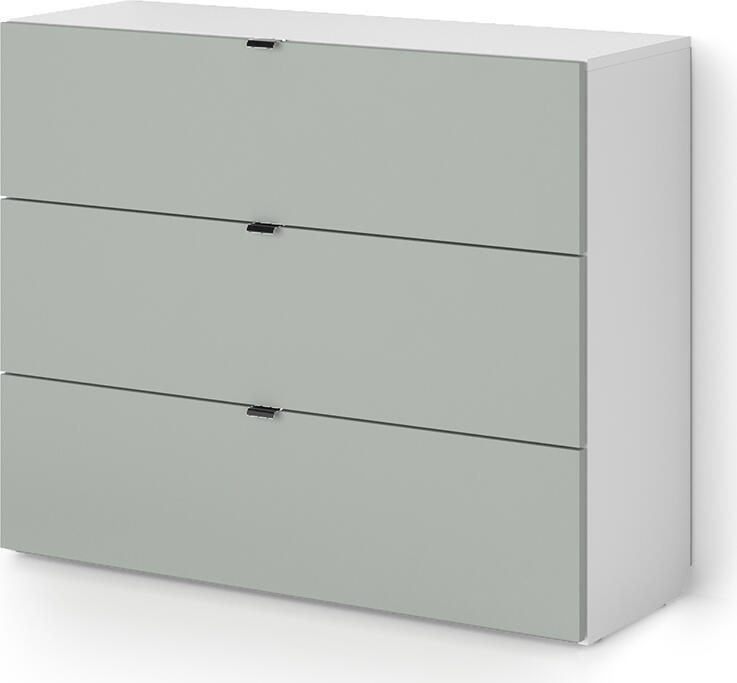 Comoda Fabrik Home HARDY, 3 Sertare, Fronturi din MDF, Design Elegant cu Manere Rafinate, Culoare Frasin Alb
