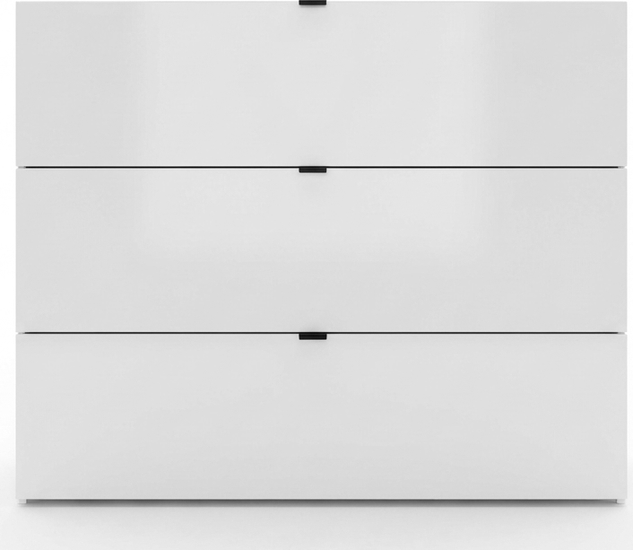 Comoda Fabrik Home HARDY, 3 Sertare, Fronturi din MDF, Design Elegant cu Manere Rafinate, Culoare Frasin Alb