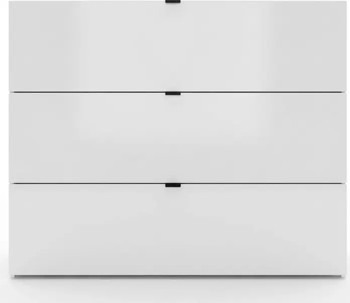 Comoda Fabrik Home HARDY, 3 Sertare, Fronturi din MDF, Design Elegant cu Manere Rafinate, Culoare Frasin Alb