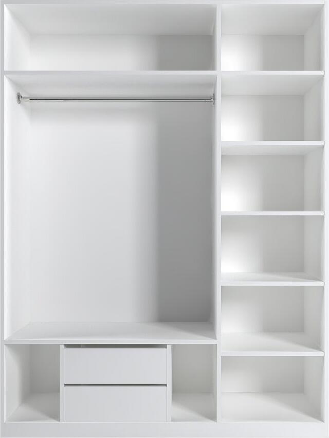 Fabrik Home Mezzo 1500 Hinged Door Wardrobe, White Ash, 1500mm Width, with 6 Shelves, 2 Drawers and Hanging Rod