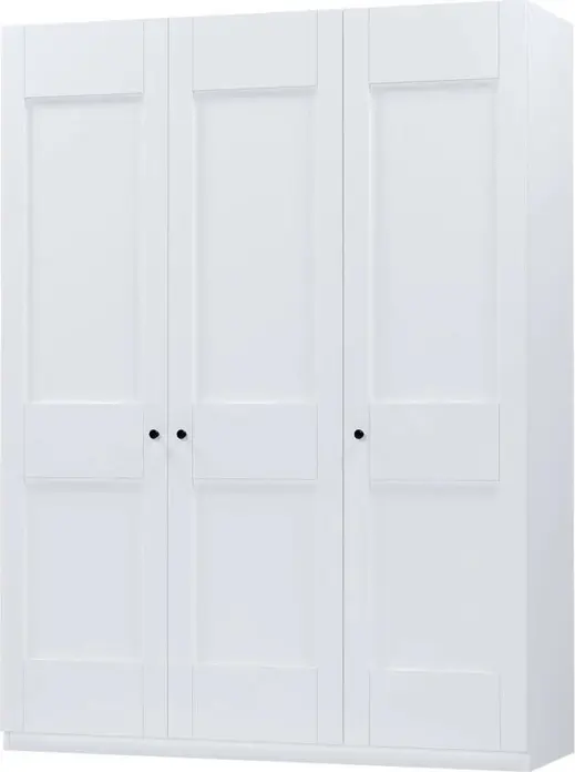 Fabrik Home Mezzo 1500 Hinged Door Wardrobe, White Ash, 1500mm Width, with 6 Shelves, 2 Drawers and Hanging Rod