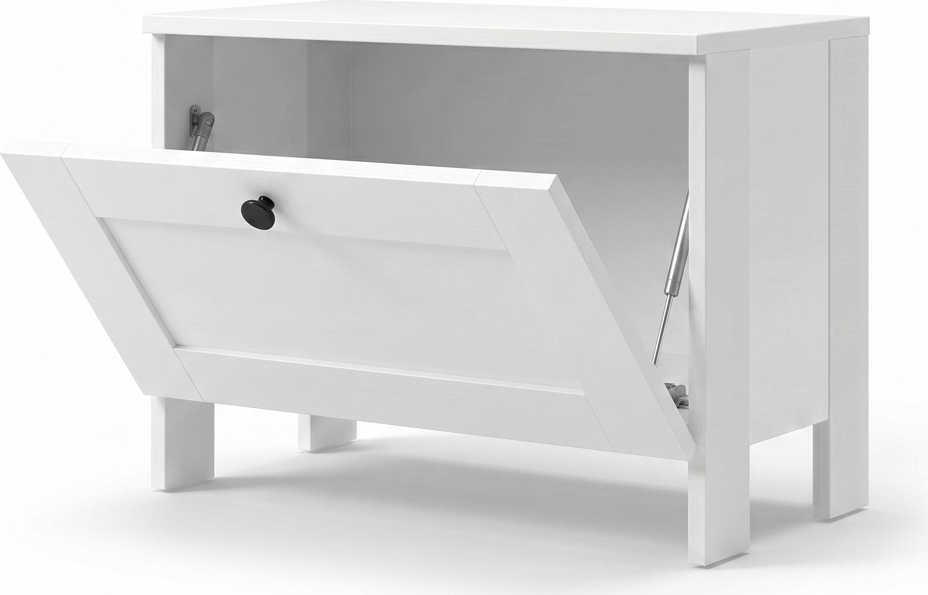 Fabrik Home Mezzo Scandinavian Shoe Cabinet, White Hallway Cabinet with 1 Drop-down Door, Discrete Milling Facade, 700x480x360 mm