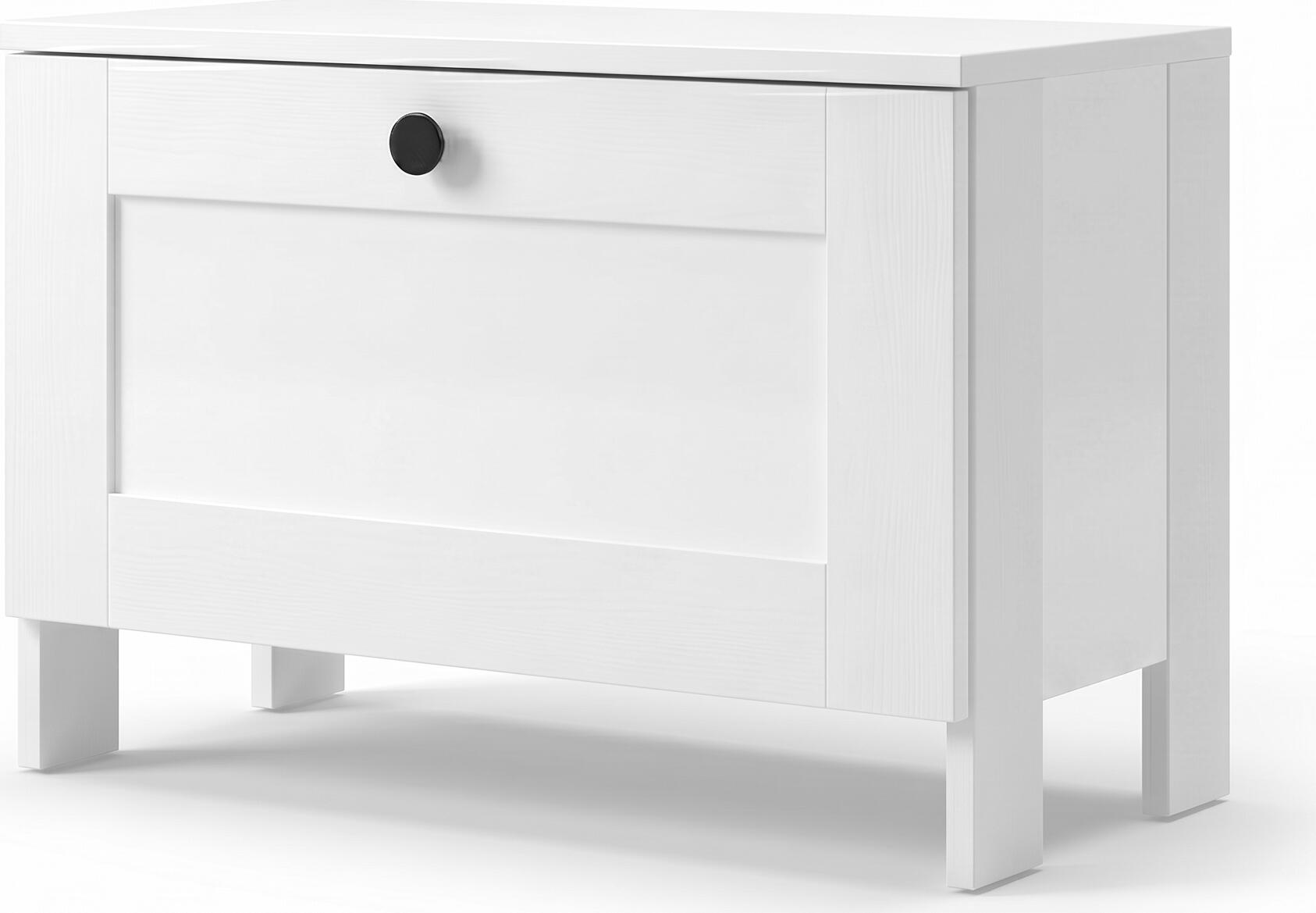 Fabrik Home Mezzo Scandinavian Shoe Cabinet, White Hallway Cabinet with 1 Drop-down Door, Discrete Milling Facade, 700x480x360 mm