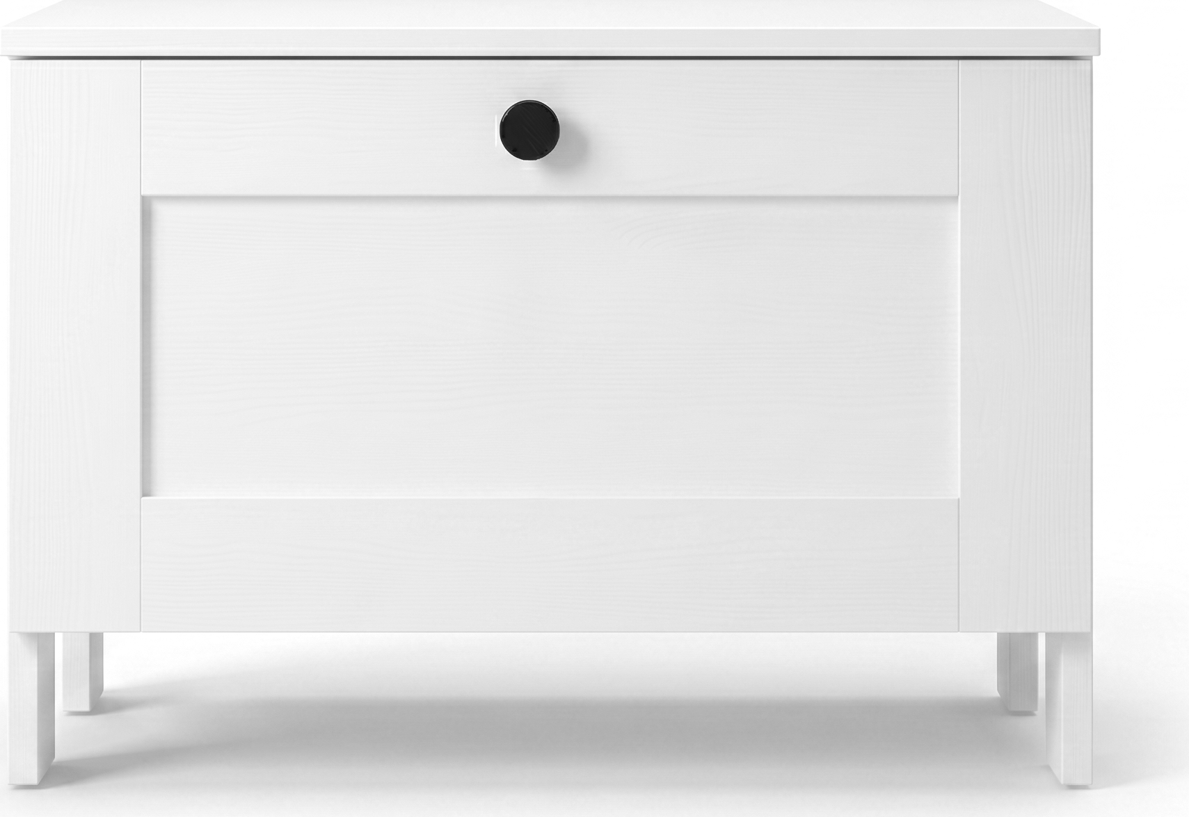 Fabrik Home Mezzo Scandinavian Shoe Cabinet, White Hallway Cabinet with 1 Drop-down Door, Discrete Milling Facade, 700x480x360 mm