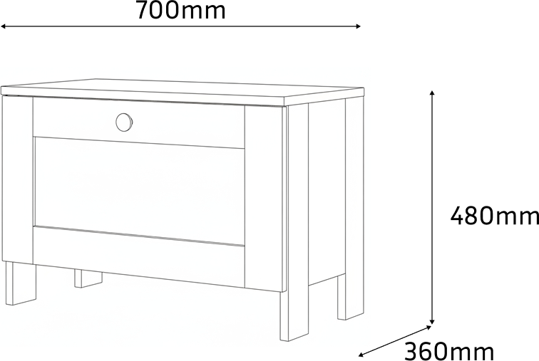 Fabrik Home Mezzo Scandinavian Shoe Cabinet, White Hallway Cabinet with 1 Drop-down Door, Discrete Milling Facade, 700x480x360 mm