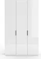 Шкаф Fabrik Home Hardy 1350, 3-дверный распашной из МДФ, белый, 1350x2200x550 мм, с 6 полками, штангой для одежды и черными ручками