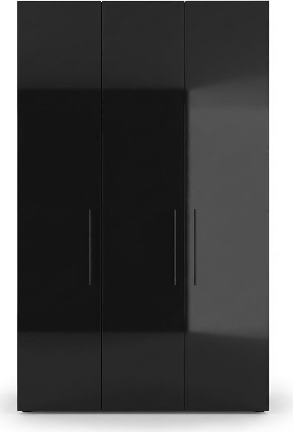 Шкаф Fabrik Home Hardy 1350, Базальт, Двери МДФ, 1350x2200x550 мм, 3 Распашные Двери, 6 Полок, Штанга для Одежды, Выдвижной Ящик