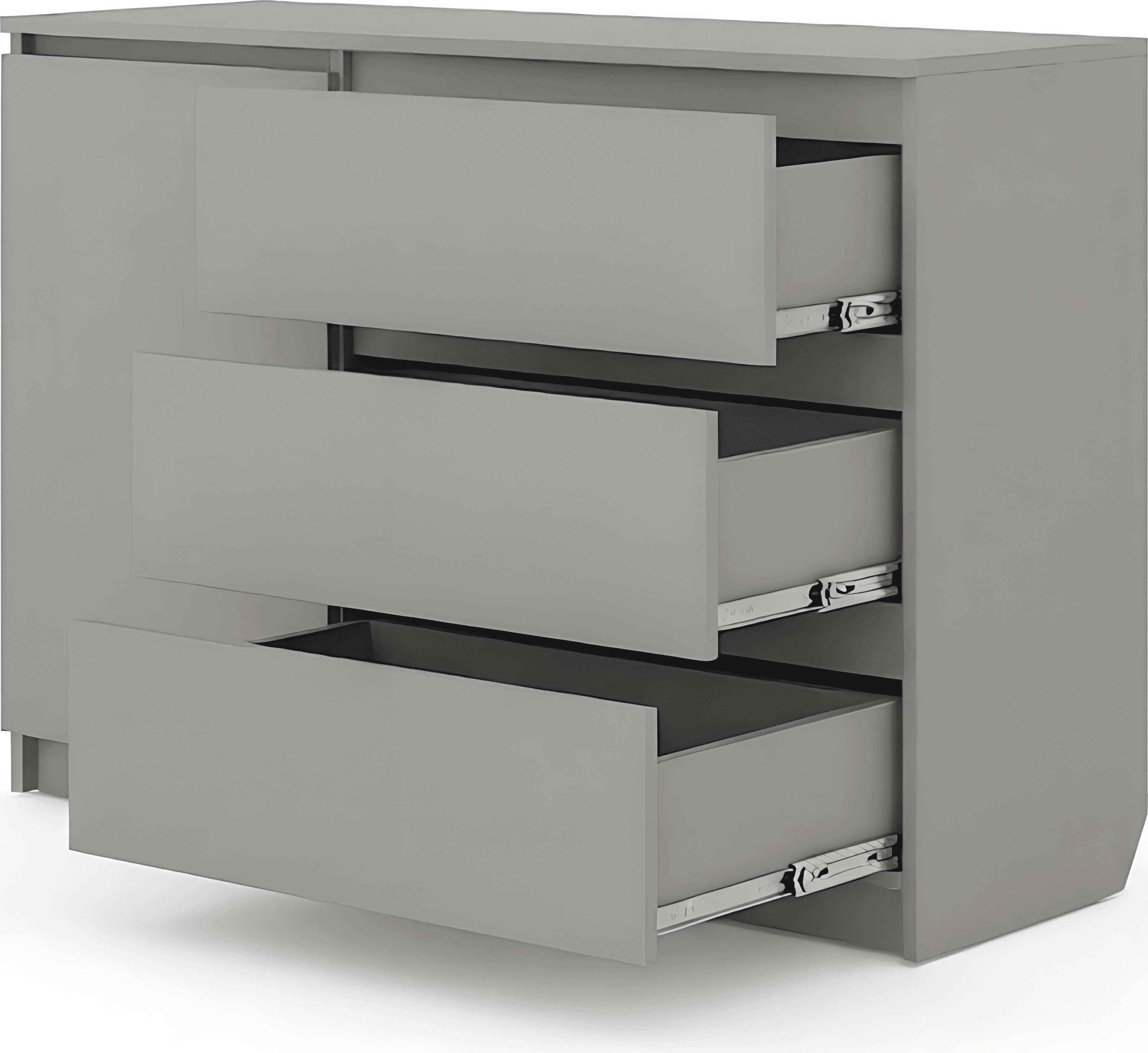 Comoda Fabrik Home Havana, 3 Sertare si 1 Usa cu Raft, PAL Gri, 120x86x38.5 cm, Design Minimalist fara Manere, pentru Dormitor sau Sufragerie