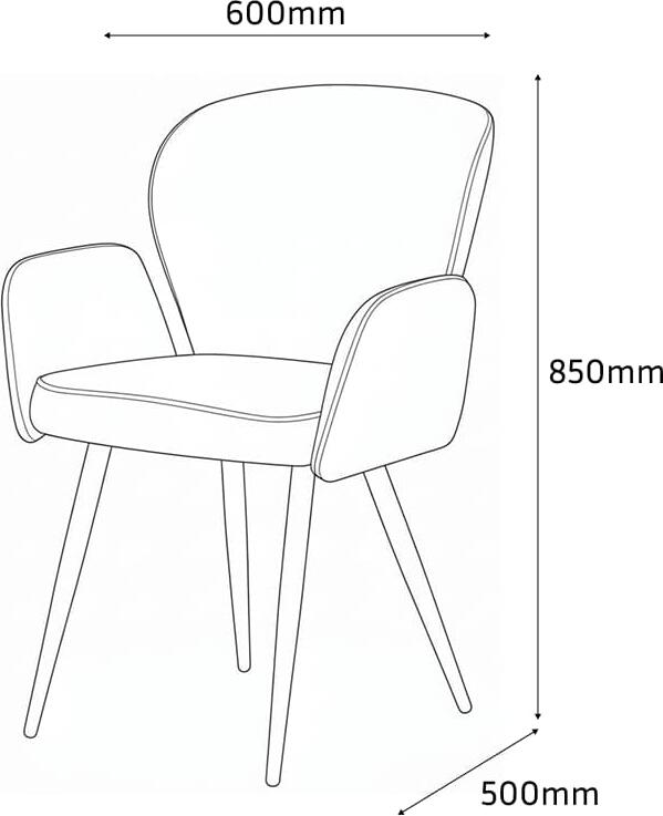 Scaun Interdepo RIO Tapitat cu Picioare din Metal, Spatar si Bratari Confortabile, 600x850x500 mm, Maro Deschis