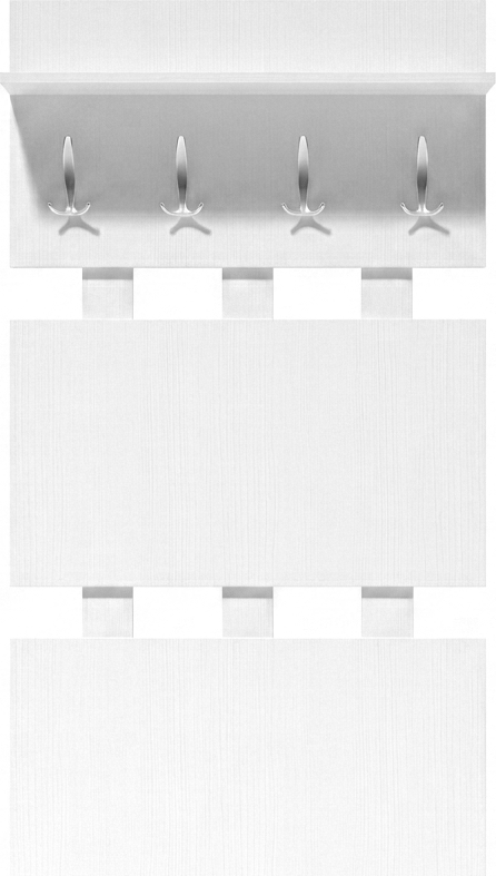 Fabrik Home Modul 10 Wall-Mounted Coat Rack, White Ash LPAL, 4 Hooks, Top Shelf for Hats and Umbrellas, 1470x900x218 mm
