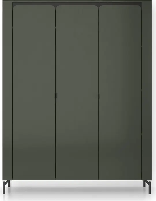 Шкаф Fabrik Home Velori, 3-дверный распашной, с закругленными углами, Зеленый, 1500x518x1810 мм, с штангой для одежды и полками