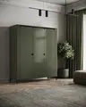 Шкаф Fabrik Home Velori, 3-дверный распашной, с закругленными углами, Зеленый, 1500x518x1810 мм, с штангой для одежды и полками
