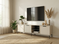 Comoda TV Fabrik Home Marshal, Gri, 2035x540x400 mm, 8 Rafturi, 3 Usi cu Manere Negre, Picioare din Metal Negru