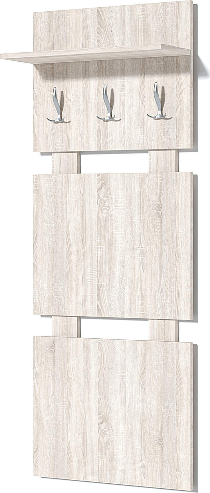 Fabrik Home Modul 8 Hall Tree Organizer, Sonoma Oak Laminated PAL, 147x60 cm, with Shelf and 3 Hooks for Hats and Umbrellas