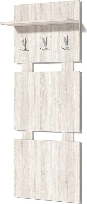 Fabrik Home Modul 8 Hall Tree Organizer, Sonoma Oak Laminated PAL, 147x60 cm, with Shelf and 3 Hooks for Hats and Umbrellas