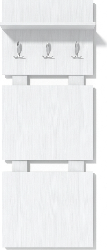 Cuier Fabrik Home Modul 8, Frasin Alb, 3 Cuigere, Raft Superior pentru Palarii si Umbrele, 600x1470x285 mm