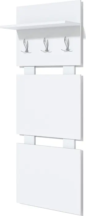 Cuier Fabrik Home Modul 8, Frasin Alb, 3 Cuigere, Raft Superior pentru Palarii si Umbrele, 600x1470x285 mm